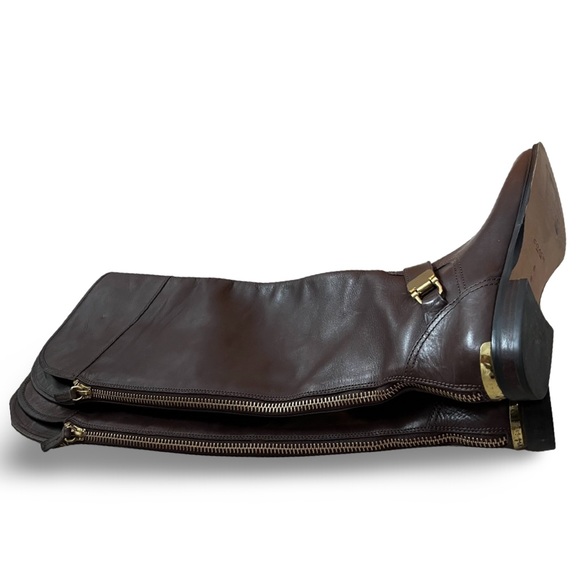 Coach Madeleine Over the Knee Leather Boots Brown with Gold Zippers Size 6 - Picture 4 of 6